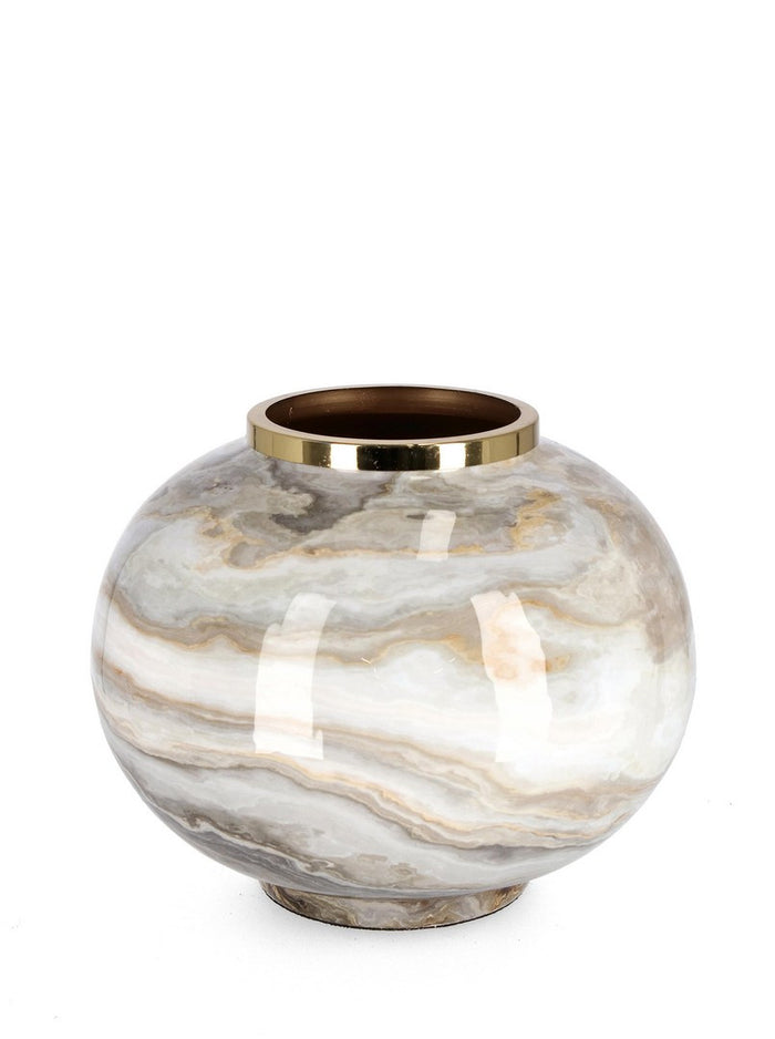 Orlando Store™ - Vaso Marsha Bomb Bianco Grigio Oro H25