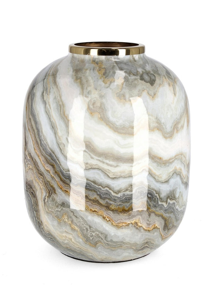 Orlando Store™ - Vaso Marsha Bianco Grigio Oro H36