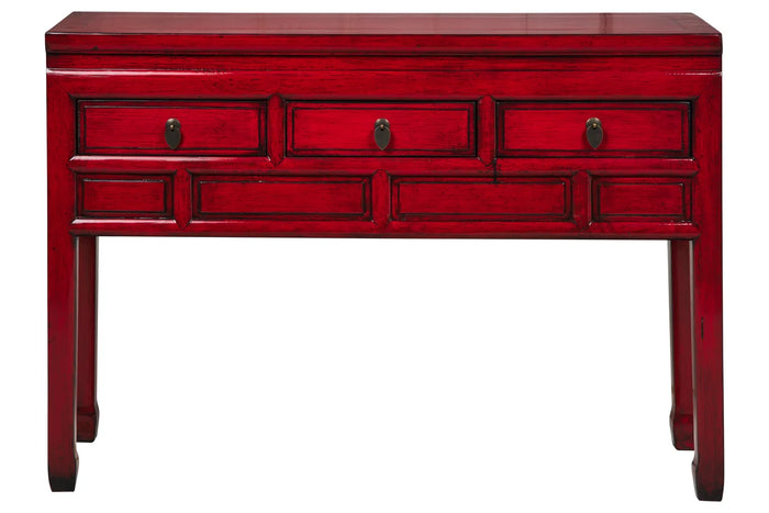 Orlando Store™ - Consolle Ningbo 3 Cassettini Rosso Pompeiano