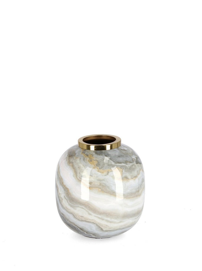 Orlando Store™ - Vaso Marsha Tondo Bianco Grigio Oro H17