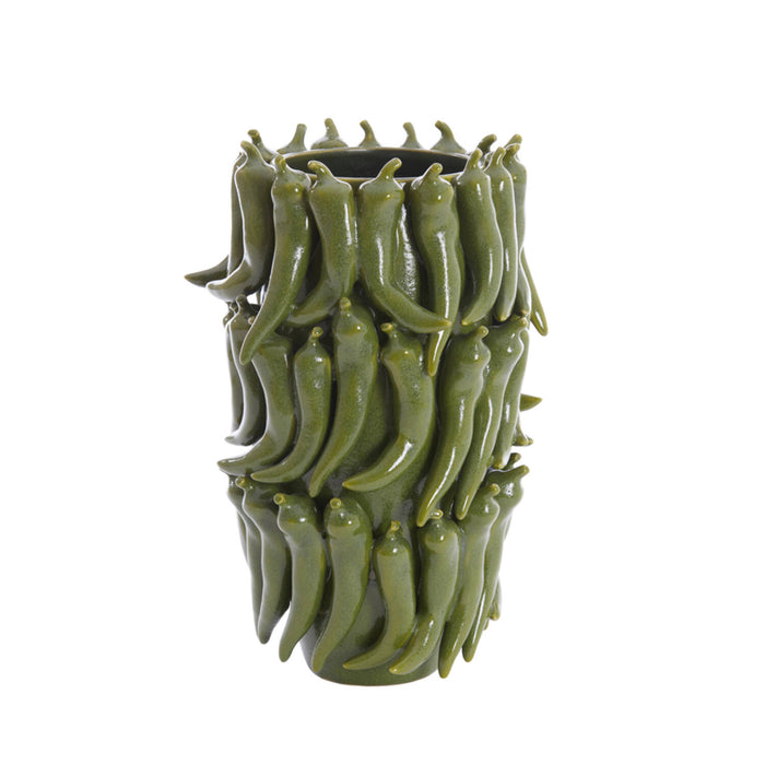 Orlando Store™ - Vaso Decorativo Pepper Ceramica Verde Scuro 26,5x25x39 cm