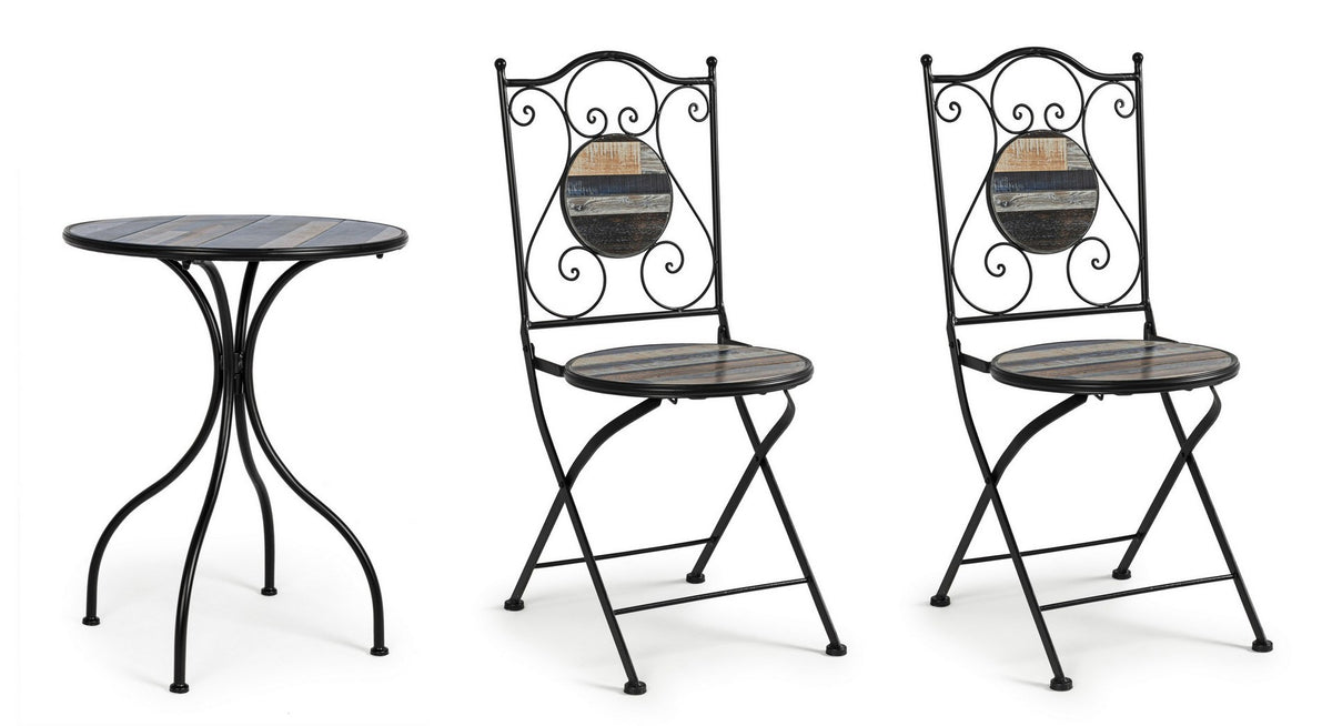Orlando Store™ - Set Tavolo + 2 Sedie Pieghevoli Huston
