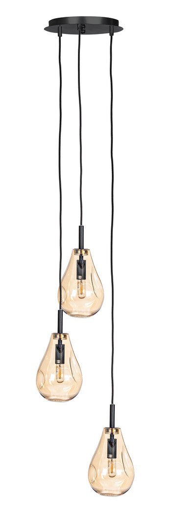 Orlando Store™ - Lampadario 3 Luci Reflect Ambra-Nero