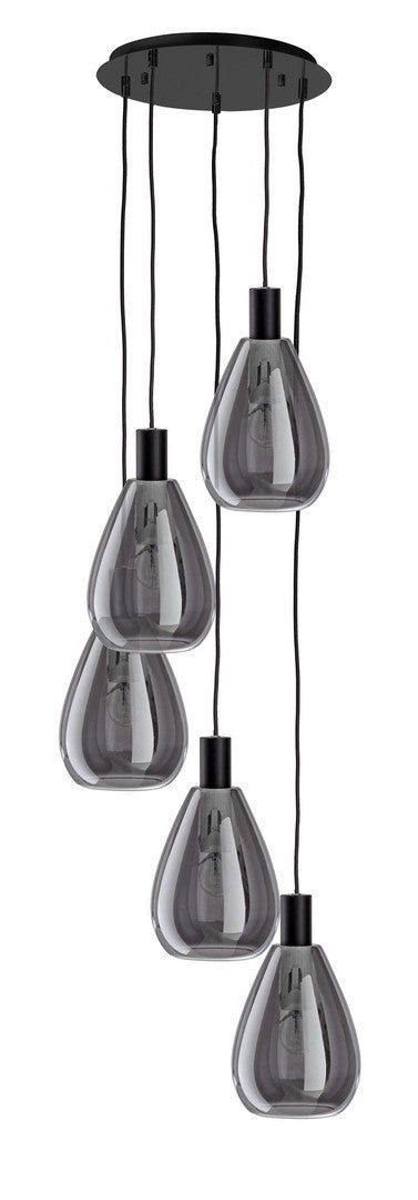 Orlando Store™ - Lampadario 5 luci Glaring Fume/Nero