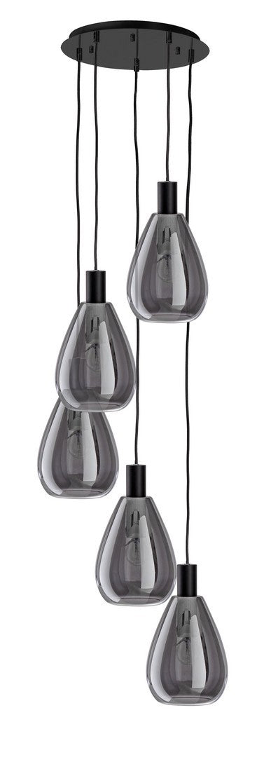 Orlando Store™ - 5-light Glaring Fume/Black chandelier