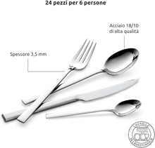 Load image into Gallery viewer, Orlando Store™ - Lagostina Giada Set Servizio Posate Acciaio Inox 18/10 per 6 Persone 24 pz
