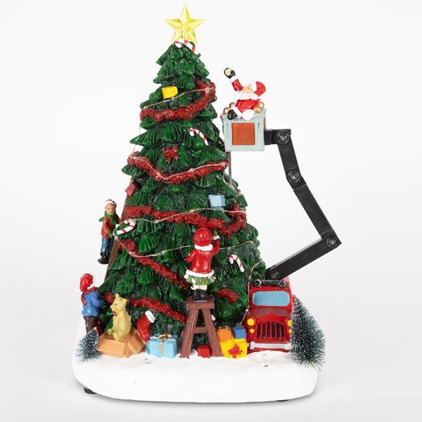 Orlando Store™ - Albero Luminoso con Babbo Natale,Musica e Movimento 23,3x19x32cm