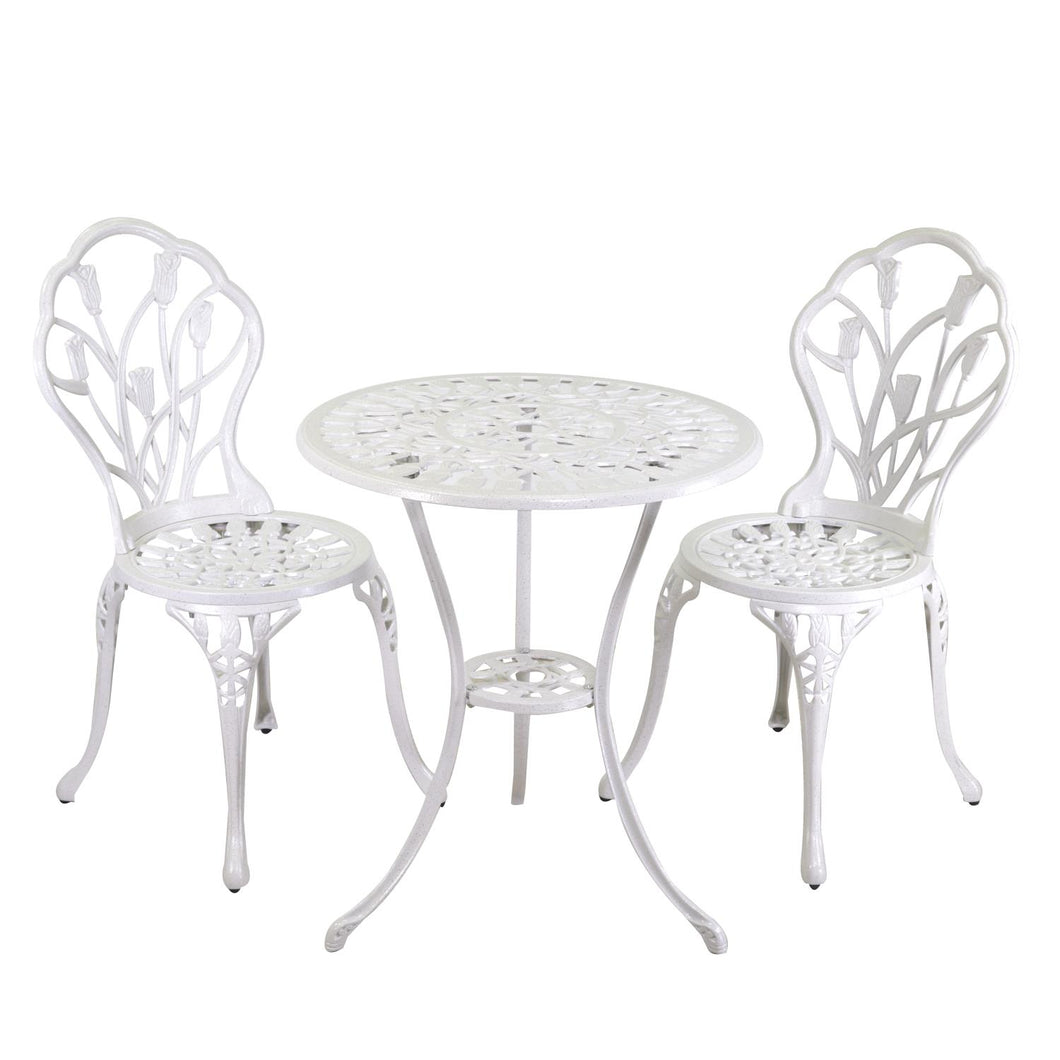 Orlando Store™ - SET Tavolo Alluminio Parma Bianco Tondo + 2 Sedie