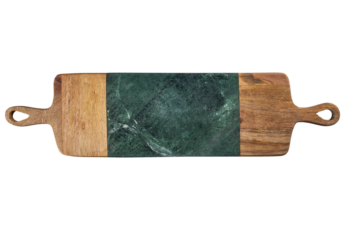 Orlando Store™ - Tagliere Rettangolare Doppi Manici in Legno e Marmo