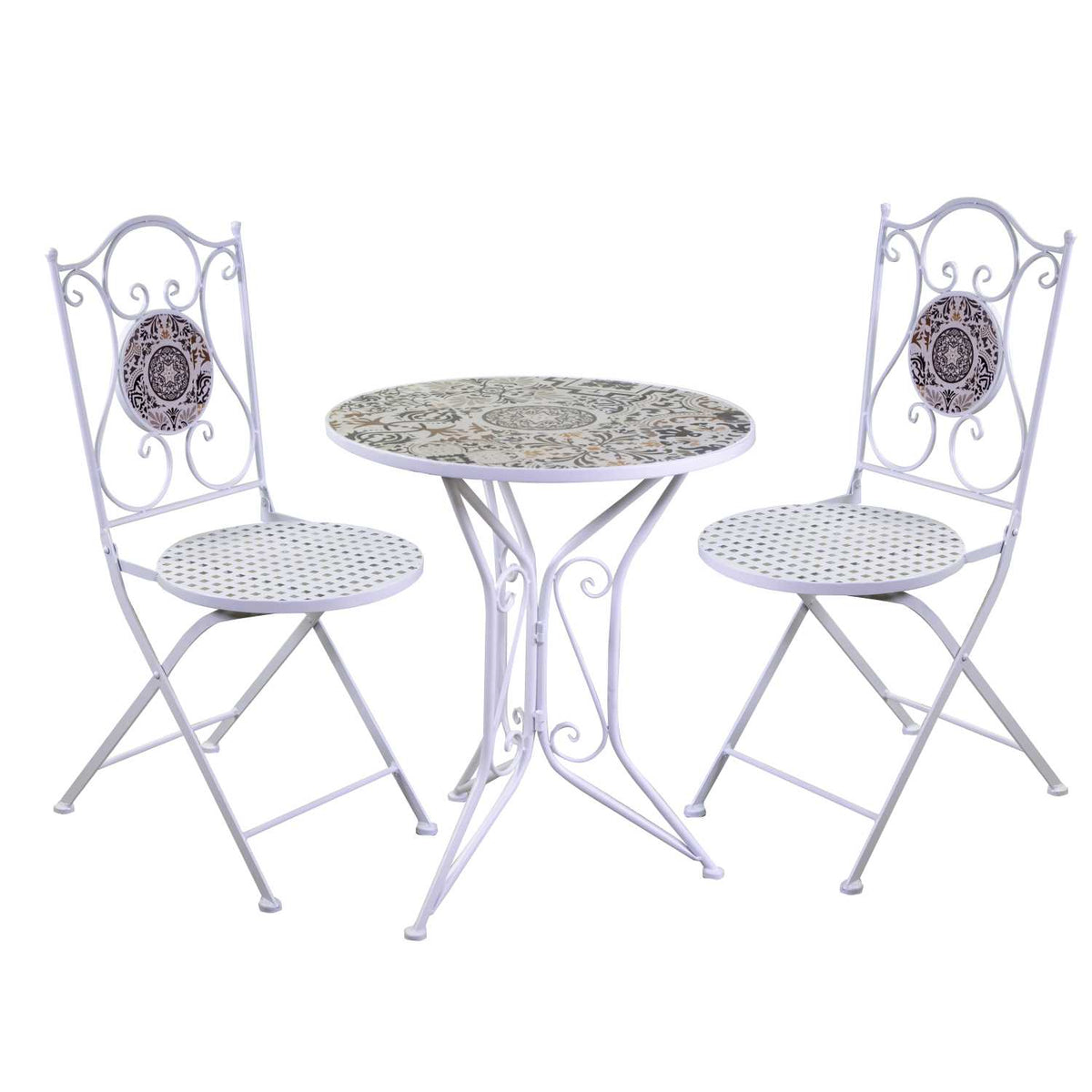 Orlando Store™ - SET Tavolo Mosaico Frigole Tondo + 2 Sedie