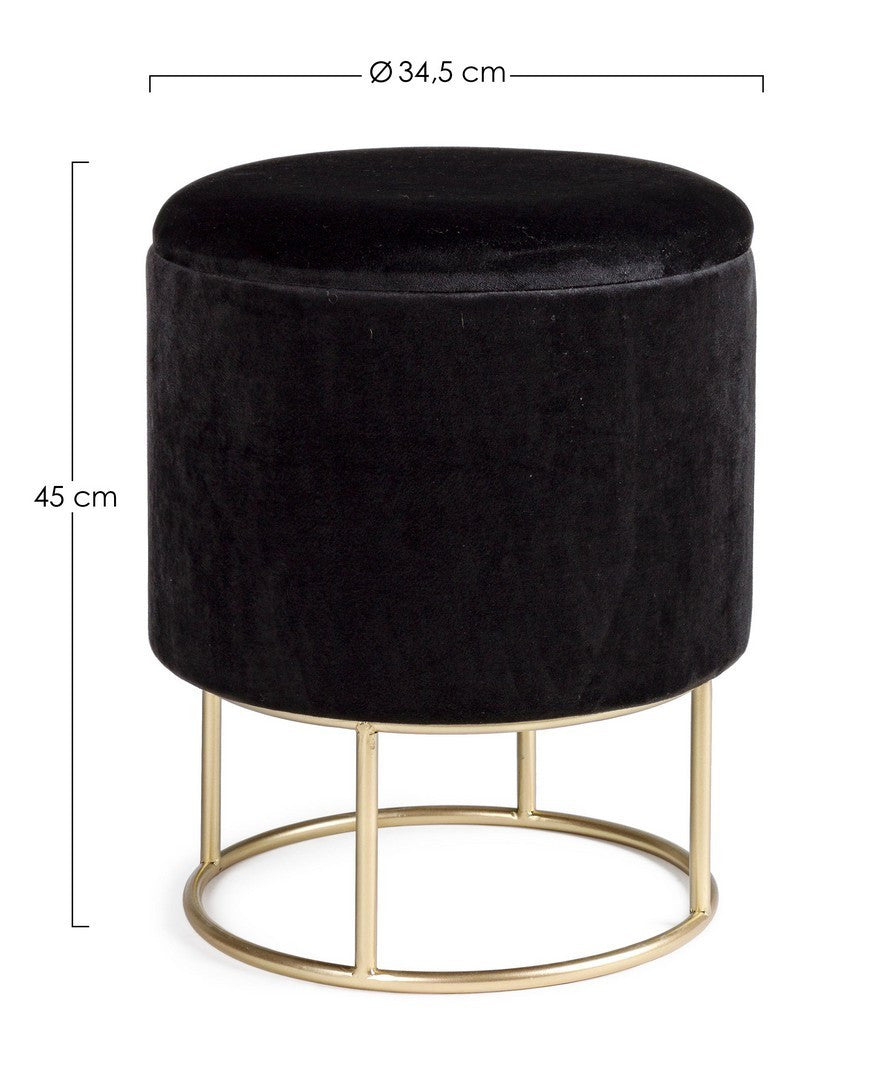 Orlando Store™ - Sgabello Contenitore Polina Tondo Nero