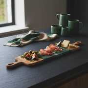 Orlando Store™ - Tagliere Rettangolare Doppi Manici in Legno e Marmo