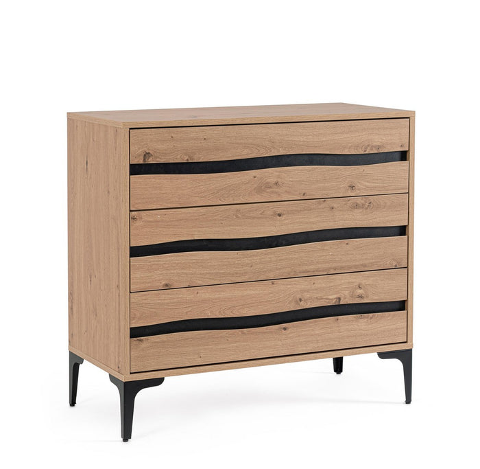 Orlando Store™ - Cassettiera 3 Cassetti Melys Naturale/Nero 80X78H