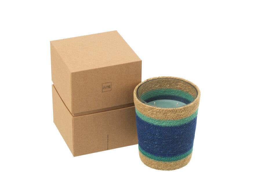 Orlando Store™ - Candela Profumata Cesto Azzurro Medium 55 Ore