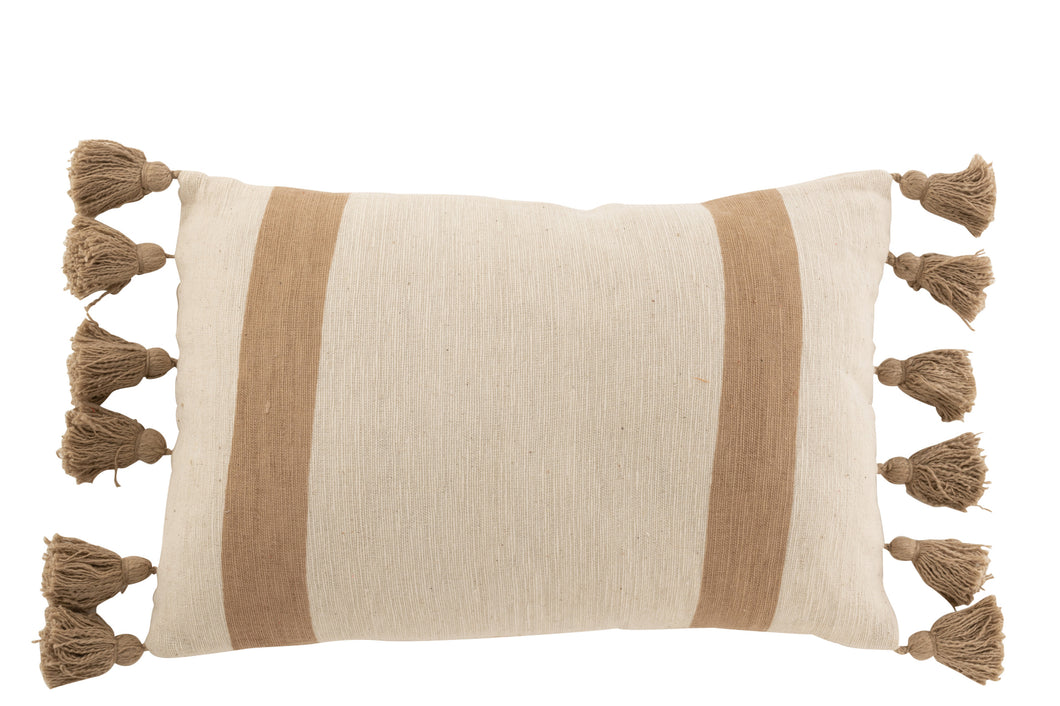 Orlando Store™ - Striped Rectangular Cotton Beach Cushion in Taupe