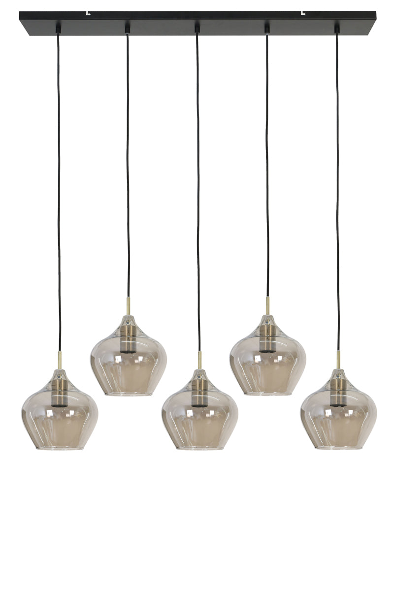 Orlando Store™ - Hanging Lamp 5L 104x20x120 cm Rakel Antique Bronze+Smoked