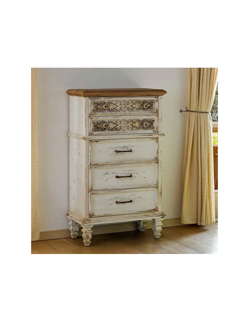 Orlando Store™ - Cassettone Cinque Cassetti Legno Di Abete/MDF