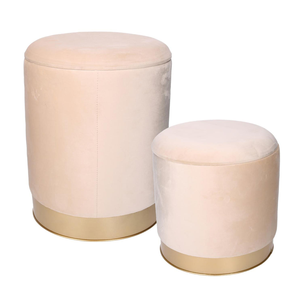 Orlando Store™ - SET2 Pouf Velluto e Metallo Crema