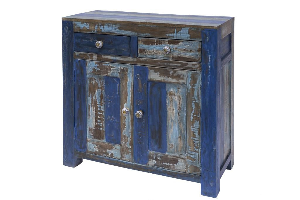 Orlando Store™ - Pescatore - Credenza 2 Cassetti e Sportelli in Legno Blu