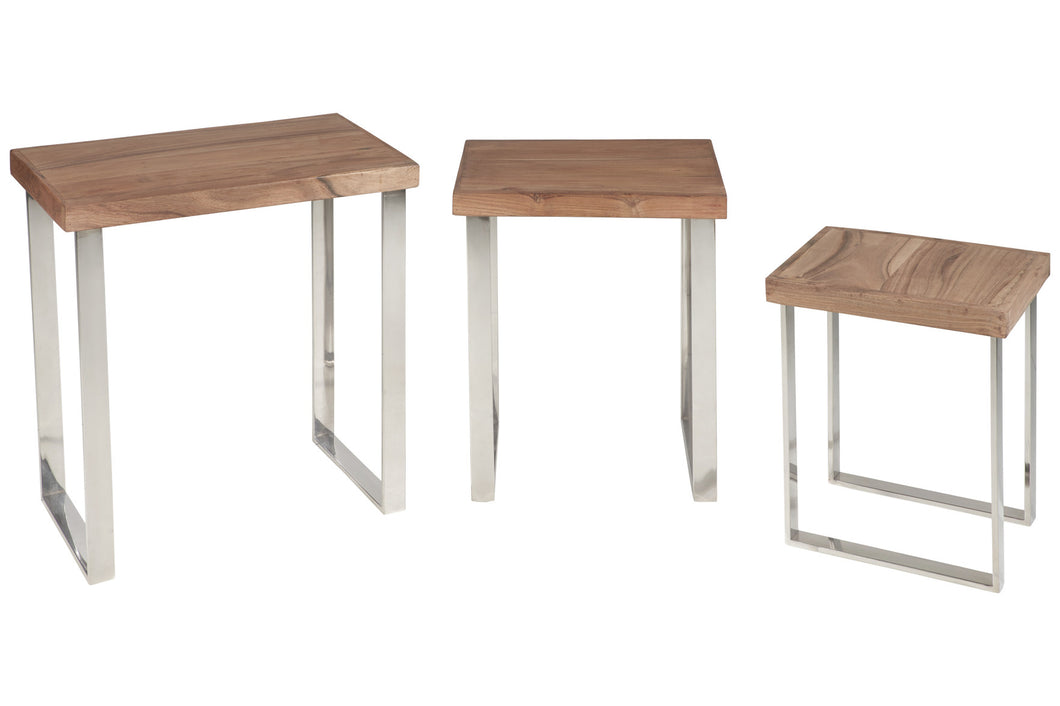 Orlando Store™ - SET3 Tavolino Basso in Legno e Metallo