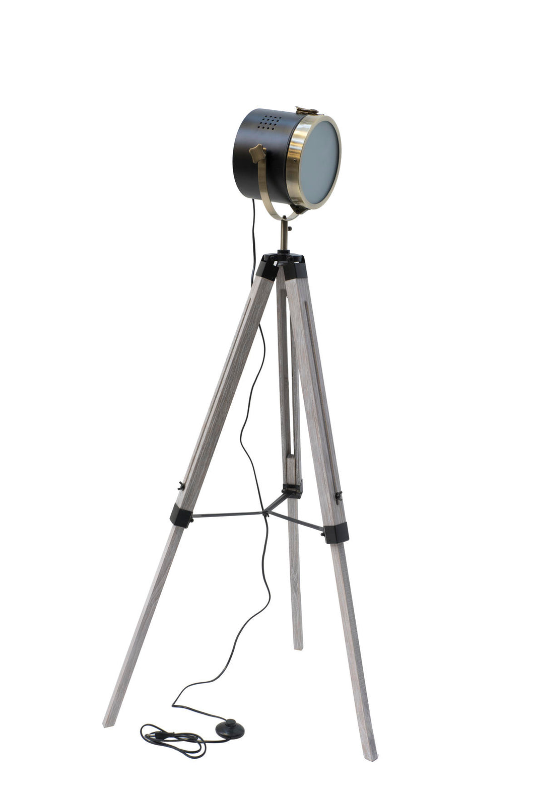 Orlando Store™ - Cinema - Lampada su Treppiedi in Legno e Metallo