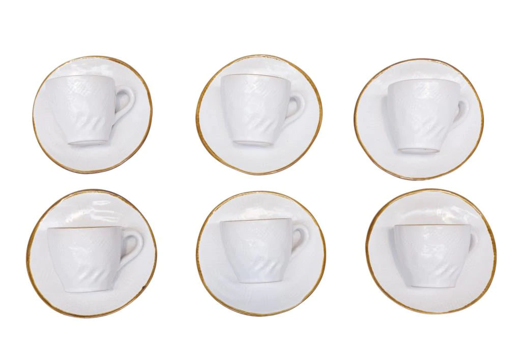 Orlando Store™ - SET 6 Tazzina Caffe' con Piattino Mediterraneo Bianco